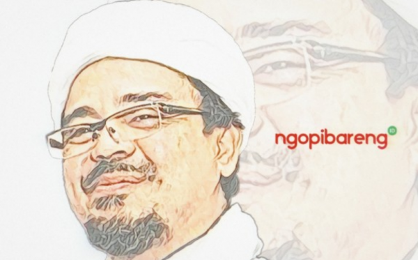 ilustrasi mantan pemimpin Front Pembela Islam (FPI), Rizieq Syihab. (Grafis: Fa Vidhi/Ngopibareng.id)