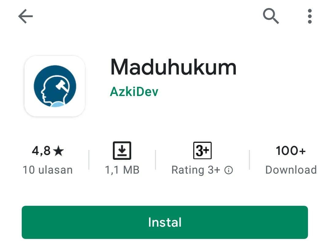 Aplikasi Maduhukum buatan Dosen UMM di Google Play Store. (Foto: Tangkapan layar)