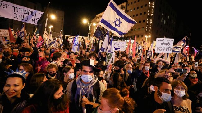 Suasana aksi demo rakyat Israel menjelang Pemilu. (Foto: reuters)