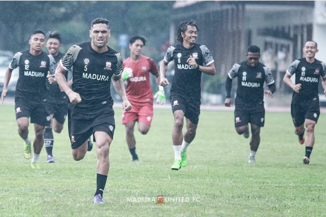 Suasana latihan Madura United persiapan pertandingan Piala Menpora. (Foto: Madura United)
