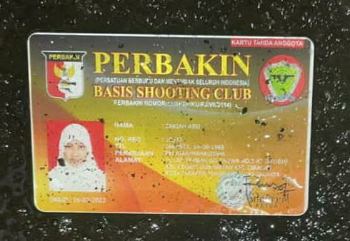 KTA Basis Shooting Club milik penyerang Mabes Polri, Zakiah Aini, dijual online mulai Rp300 ribuan. (Foto: Istimewa)