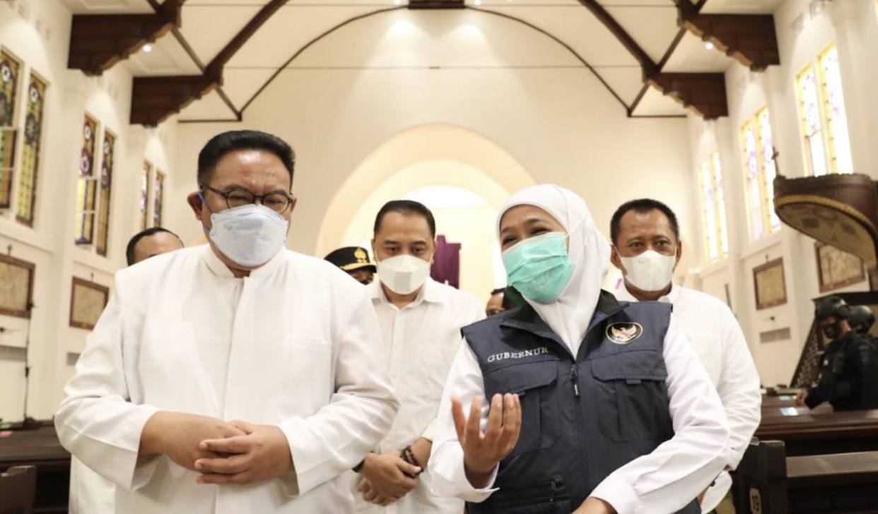 Forkompimda Jatim, tinjau keamanan Gereja Katedral Hati Kudus Yesus Surabaya (Foto: Istimewa)