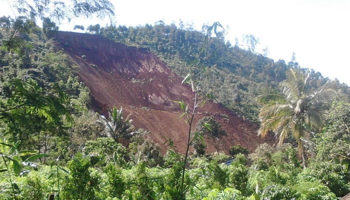 Tebing yang longsor di Dusun Tangkil Desa Banaran Kecamatan Pulung Kabupaten Ponorogo.