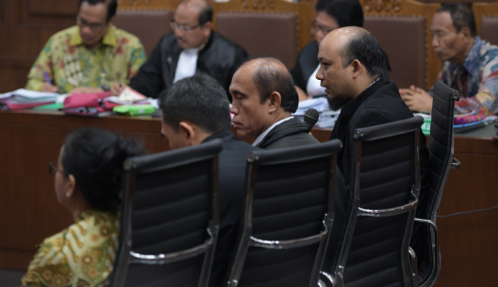 Sidang kasus korupsi e-KTP di Pengadilan Tindak Pidana Korupsi (Tipikor) Jakarta, Kamis (30/3). (Foto: Antara)