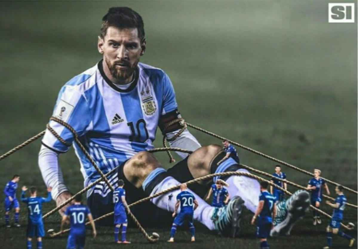 Meme Messi dicincang para kurcaci Islandia.