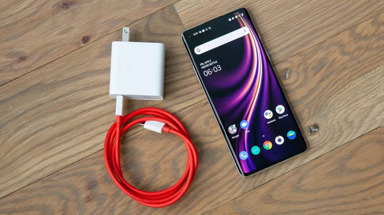 OnePlus 8 with charger (Image: © Future)