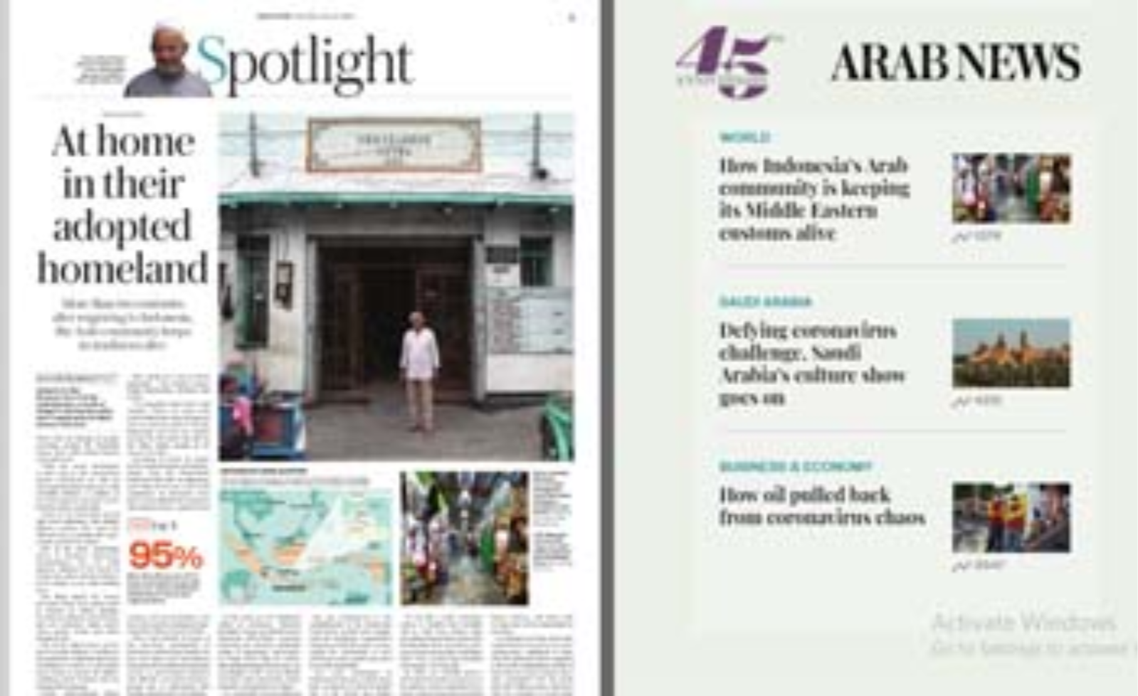 Foto Hotel Kemadjoean tampil di halaman koran Arab News edisi hari ini. (Foto:Arabnews)