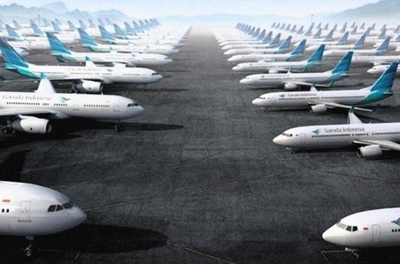 Ilustrasi pesawat-pesawat yang parkir. (Foto:KreditGogo)
