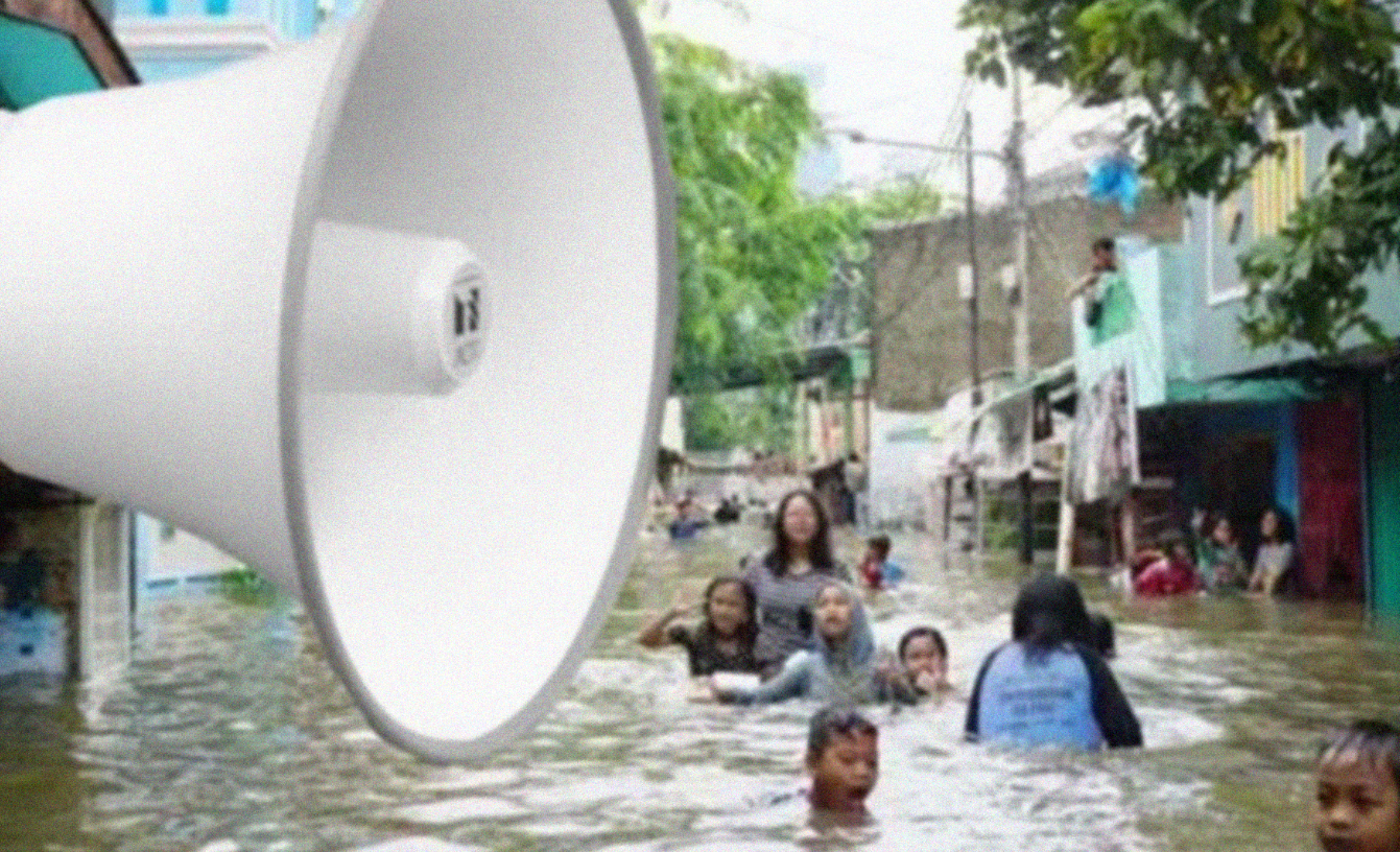 Ilustrasi banjir di Jakarta dan toa. (Foto:Antara/ngopibareng)