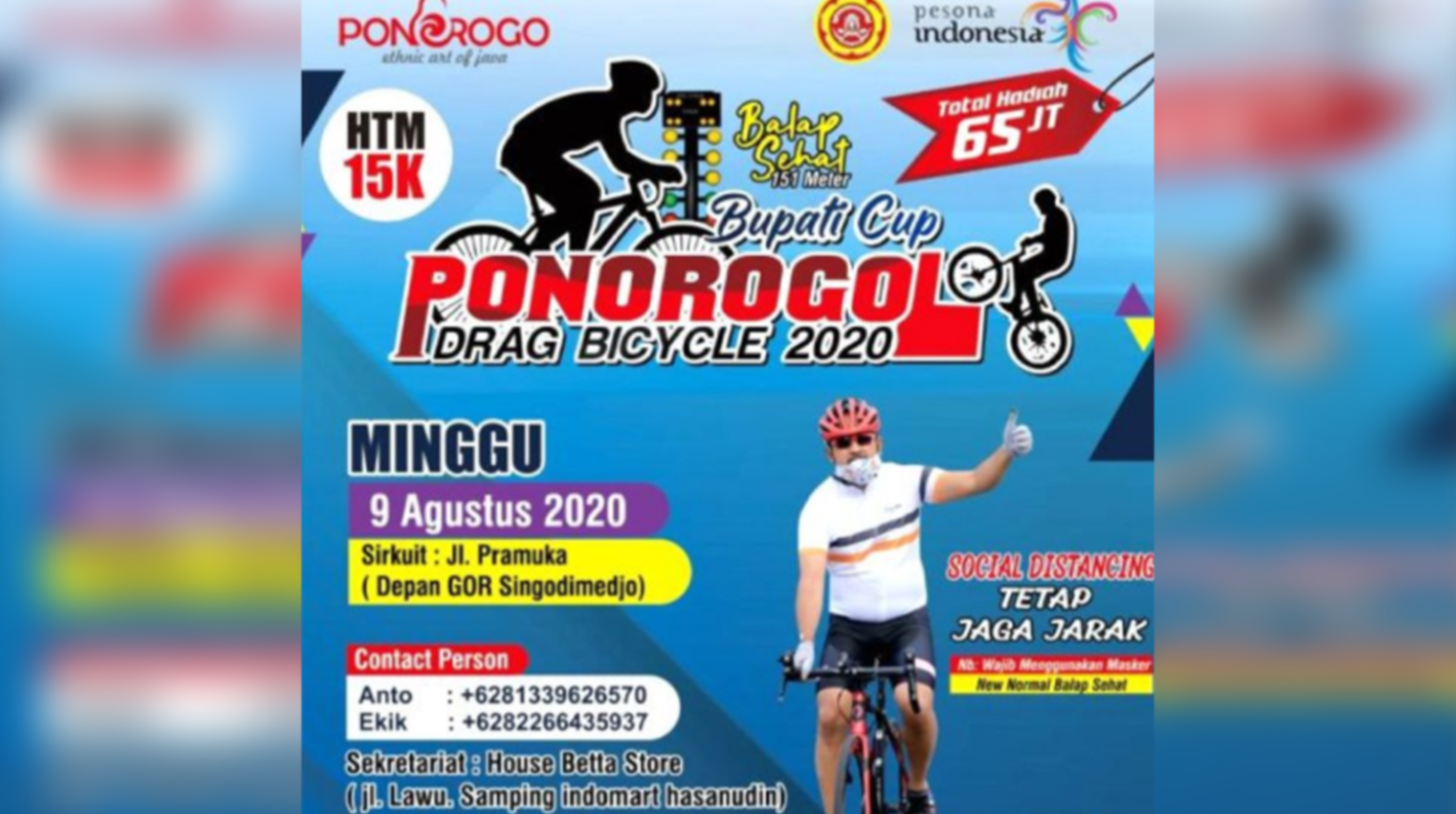 Poster Bupati Cup Ponorogo Drag Bicycle 2020. (Foto: Istimewa)