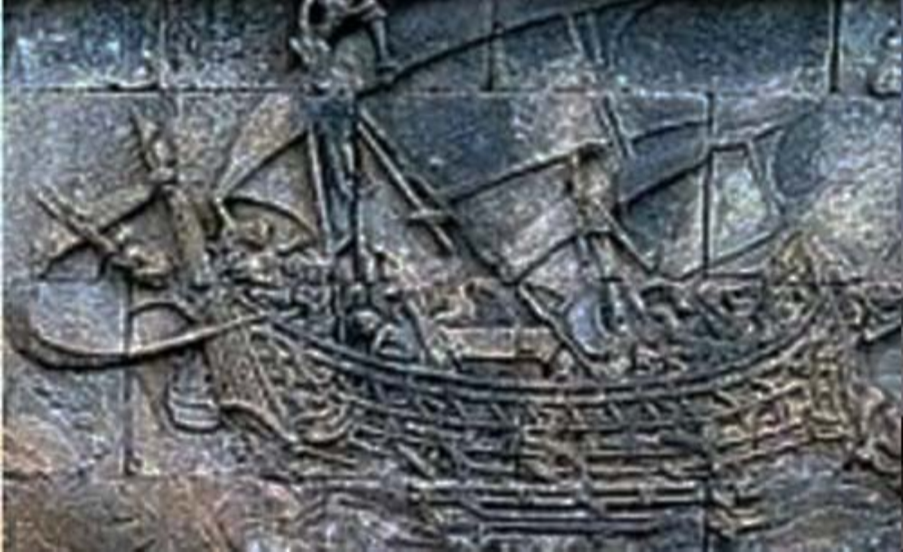 Ilustrasi relief kapal jaman Majapahit pada sebuah candi di Pulau Jawa. (Foto:Istimewa)