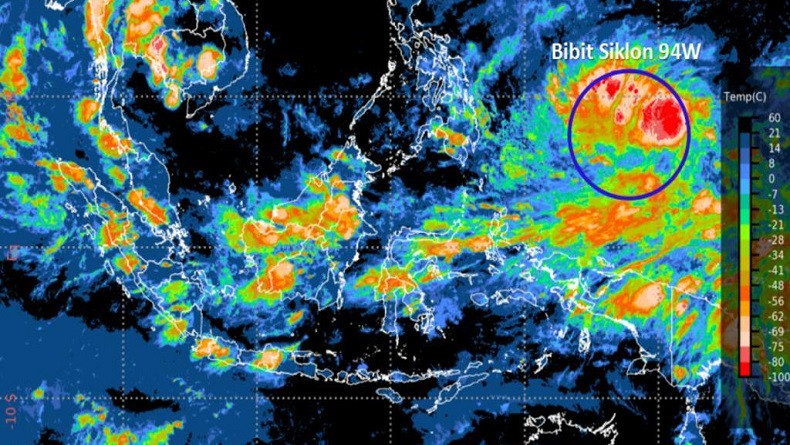 Bibit Siklon Surigae yang ada di utara Papua akan berubah jadi badai topan. (Foto: BMKG)