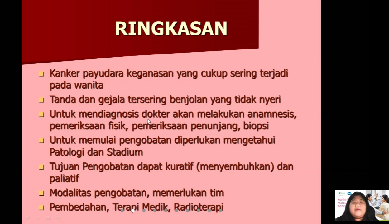 Penjelan dr. Niken Ayu Amrita  saat melakukan healthtalk "Kartini Indonesia Melawan Kanker" Sabtu, 24 April 2021. (Foto: Pita Sari/Ngopibareng.id)