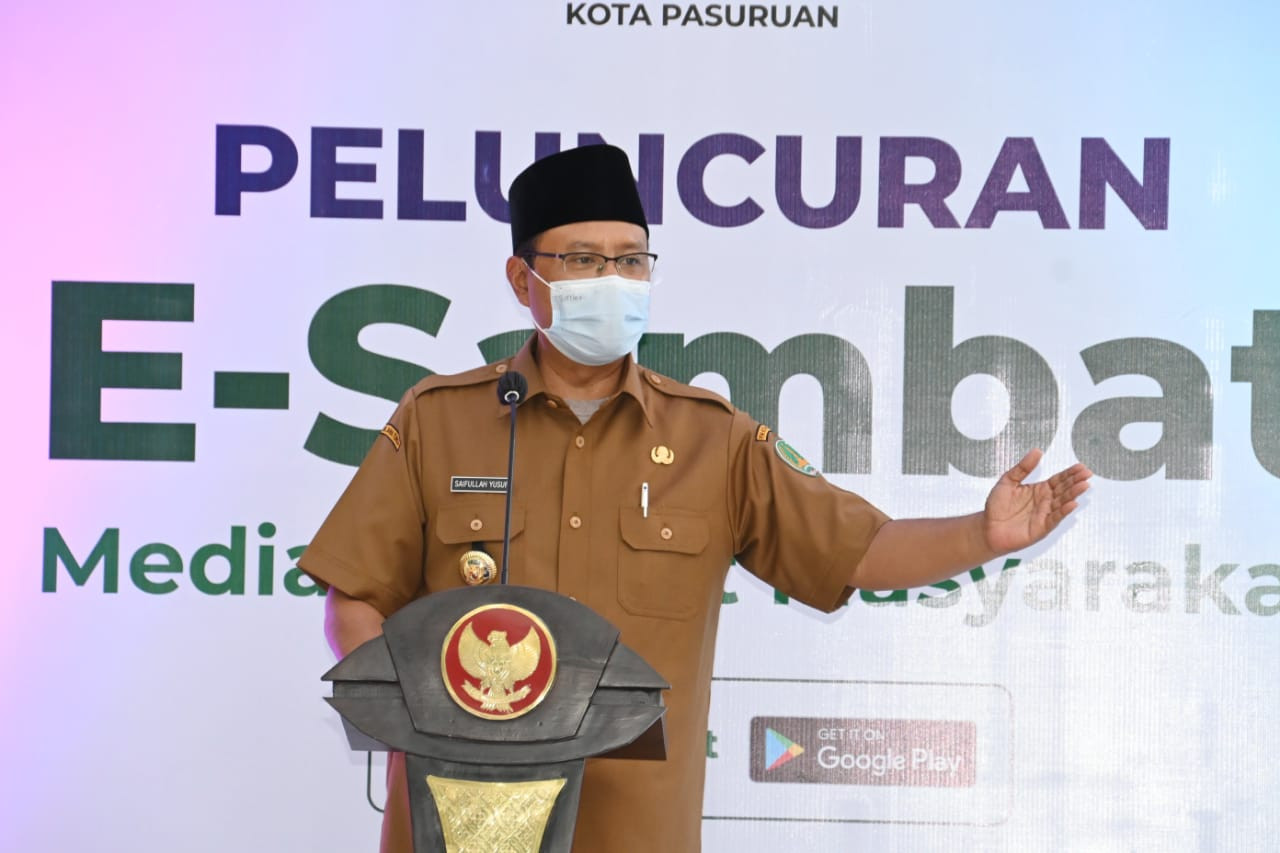 Walikota Pasuruan, Saifullah Yusuf meluncurkan aplikasi E-Sambat untuk menampung aspirasi atau keluhan masyarakat. (Foto: Istimewa)