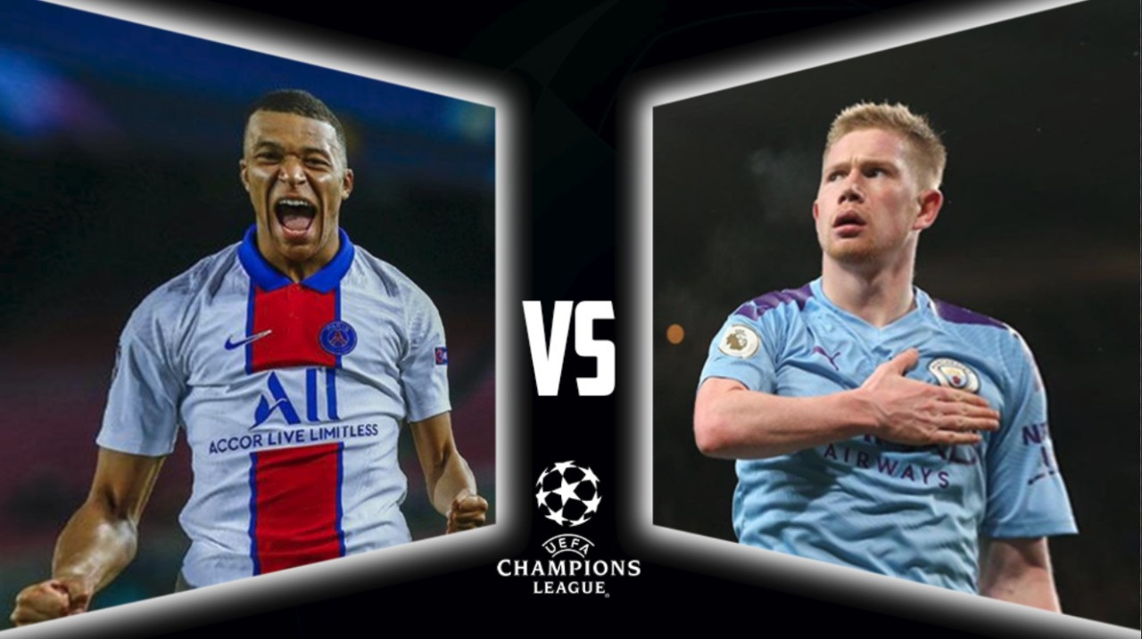 Duel antara PSG lawan Manchester City di leg pertama semifinal Liga Champions 2020/2021 yang akan berlangsung di Paris, Kamis 29 April 2021 diyakini bakal berlangsung seru karena kedua tim memiliki bintang-bintang kelas dunia. (Grafis: Fa Vidhi/Ngopibareng.id)