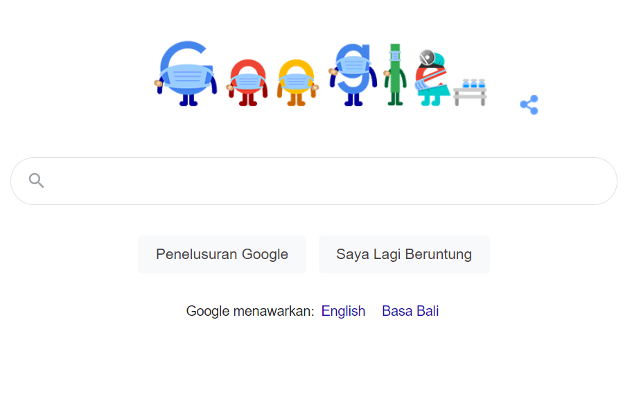 Google Doodle dengan tema masker muncul di sejumlah kawasan di dunia, termasuk di wilayah Indonesia. (Foto: tangkapan layar)