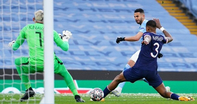 Riyadh Mahres mencetak gol bagi Manchester City pada babak pertama leg kedua semifinal Liga Champions 2020/2021. (Foto: Twitter/@ManCity)