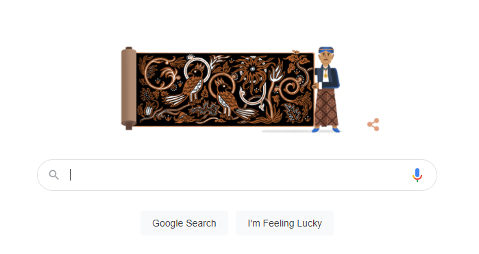 Google Doodle K.R.T. Hardjonagoro pelopor batik pemersatu bangsa hingga diakui UNESCO pada 2 Oktober 2009. (Foto: Tangkapan layar)