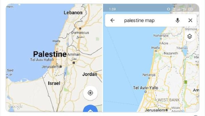 Ilustrasi peta Palestina antara diakui dan tidak oleh negara lain. (Grafis: Istimewa)