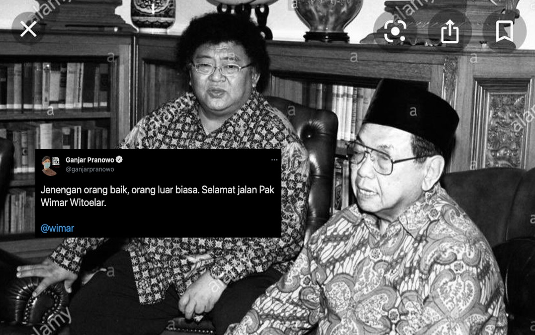Ucapan belasungkawa Gubernur Jawa Tengah  Ganjar Pranowo dalam cuitan di akun Twitter pribadinya, @ganjarpranowo pukul 12.00. (Foto: Istimewa)