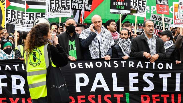 Demo mendukung Palestina di AS. (TRT)