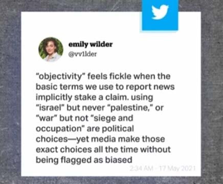 Salah satu cuitan Emily Wilder di Twitter yang menyebabkan dia dipecat dari kantor berita AP. (Twitter)