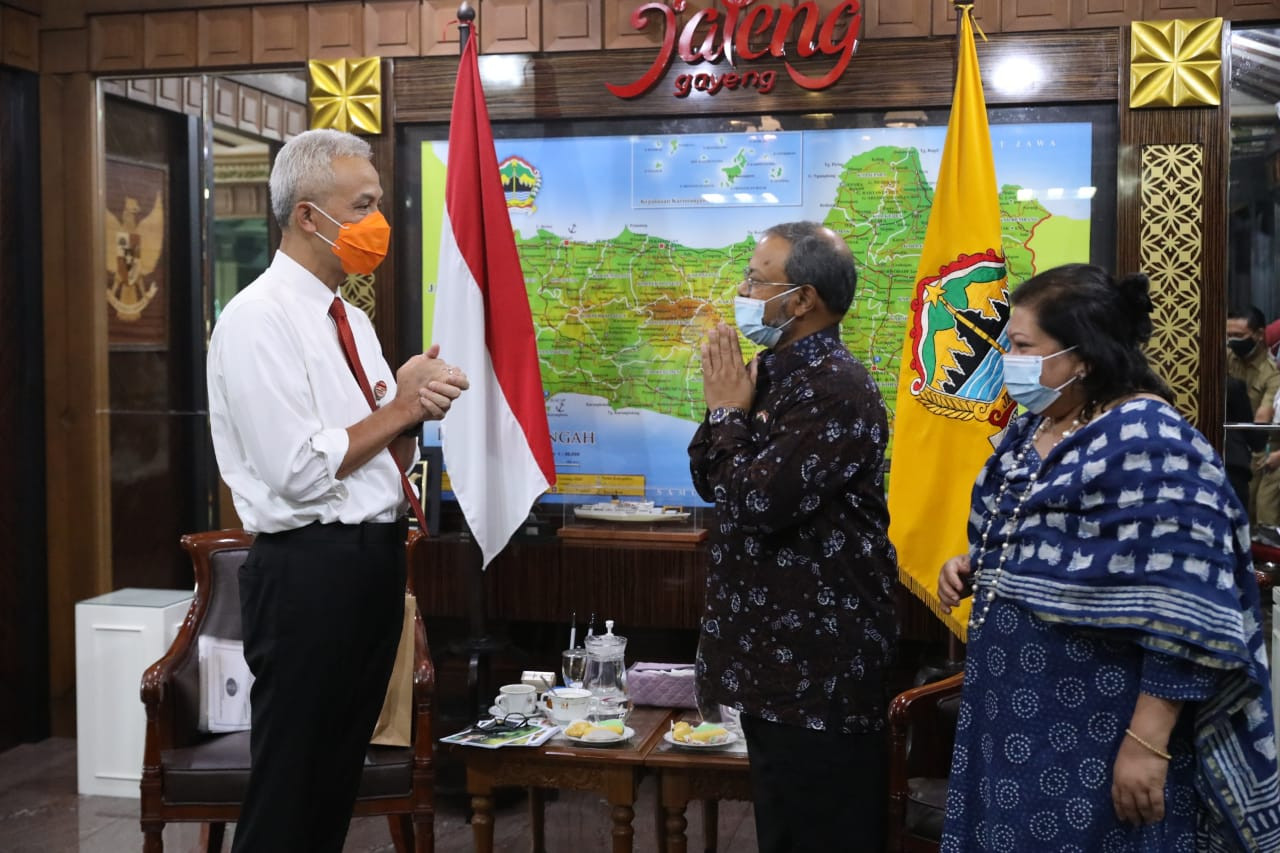 Duta Besar India untuk Indonesia, Manoj Kumar Bharti menemui Gubernur Jawa Tengah, Ganjar Pranowo, Senin, 24 Mei 2021. (Foto: Dok Jateng)