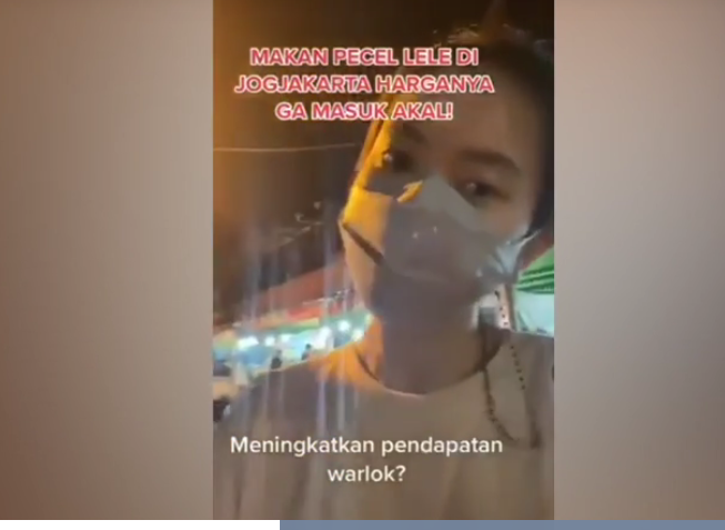 Video viral yang mempertanyakan harga pecel lele kaki lima di kawasan Malioboro Yogyakarta. (Foto: tangkapan layar)