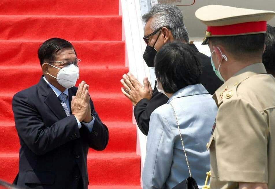 Jenderal Junta Militer Myanmar Min Aung Hlaing saat tiba di Jakarta dalam KTT ASEAN beberapa saat lalu. (Foto: Setpres)