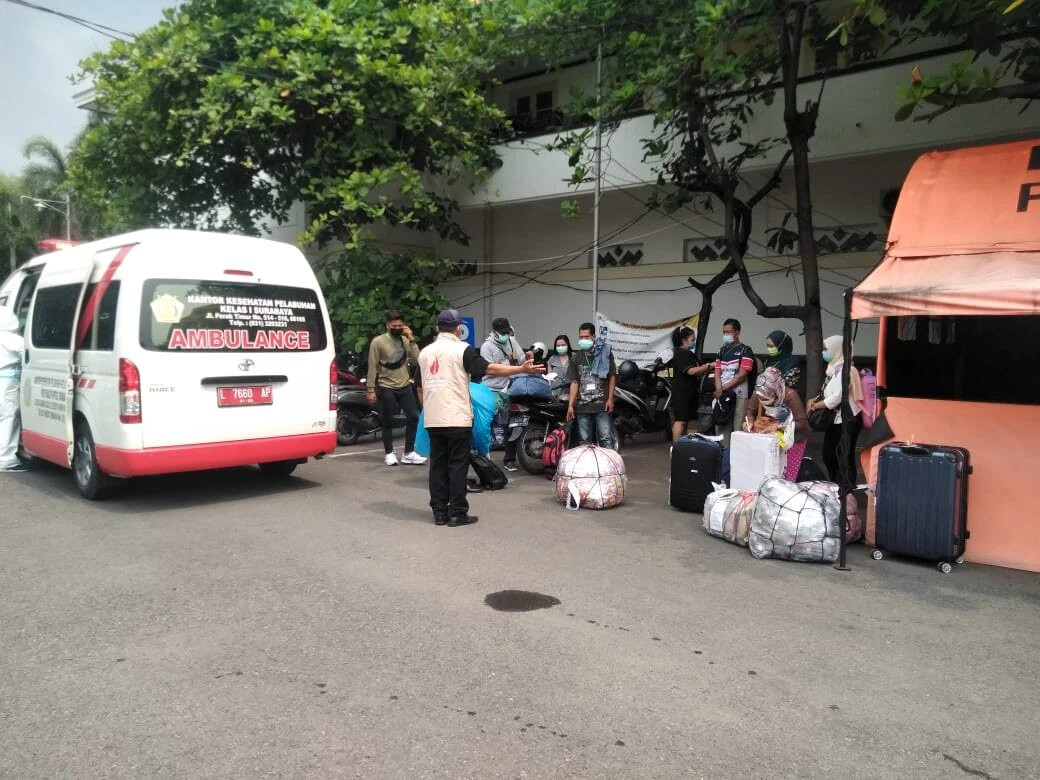 RSLI Surabaya menerima kedatangan Pekerja Migran Indonesia. (Foto: Istimewa)
