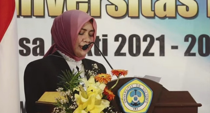 Dr. Siti Marwiah, SH, MH saat menyampaikan sambutan usai dilantik. (Foto: Istimewa)