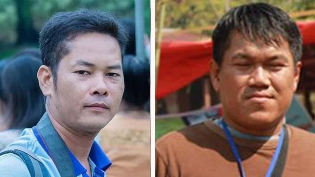 Aung Kyaw (kanan) dari Suara Demokratik Burma (DVB) dan Zaw Zaw, seorang reporter lepas untuk Mizzima News. (Foto:Twitter)