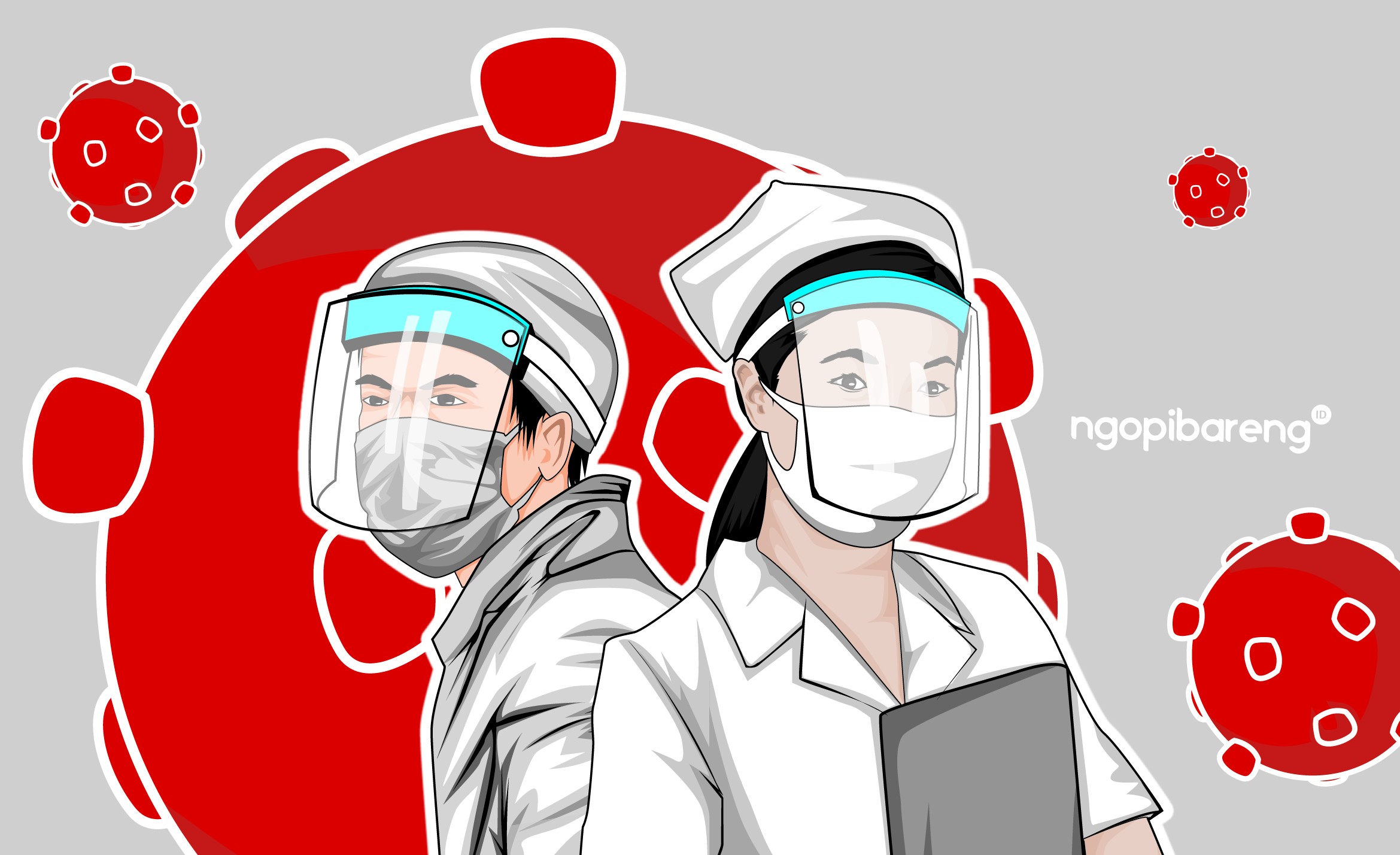 Ilustrasi dokter dan perawat menghadapi Covid-19. (Foto: dok. Ngopibareng.id)