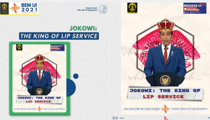 Unggahan BEM UI yang menyebut Jokowi sebagai The King of Lip Service (Foto: Twitter BEM UI)