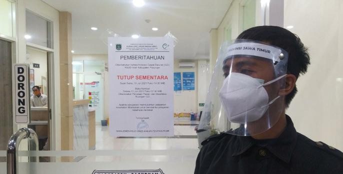 Layanan IGD RSUD Grati, Pasuruan ditutup sementara, karena overload pasien Covid-19. (Foto: Dok Pasuruan)