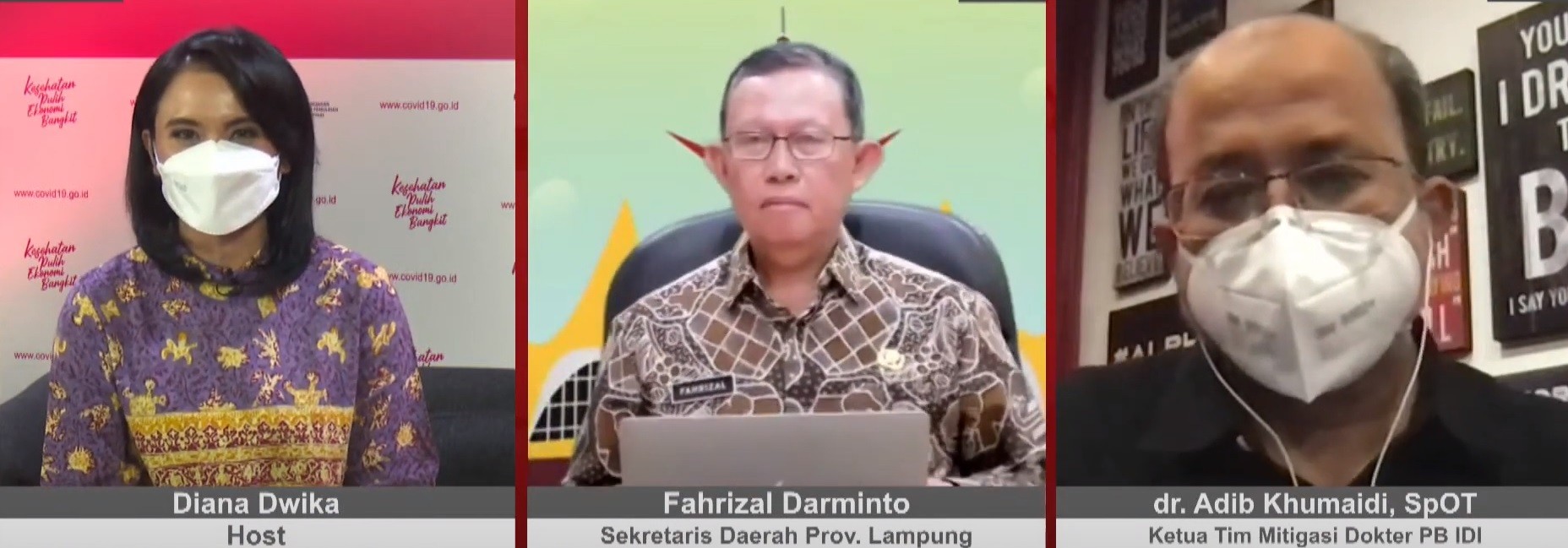 Fahrizal Darminto, Sekretaris Daerah Provinsi Lampung dan Wali Kota Padang, Hendri Septa saat dialog yang diadakan Komite Penanganan COVID-19 dan Pemulihan Ekonomi Nasional, 13 Juli 2021 kemarin. (Foto: Istimewa)