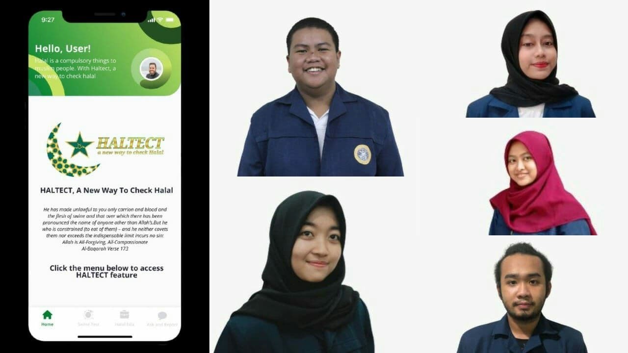 Tim aplikasi Haltect, pendeteksi babi di dalam makanan gagasan mahasiswa Unair. (Foto: Ist)