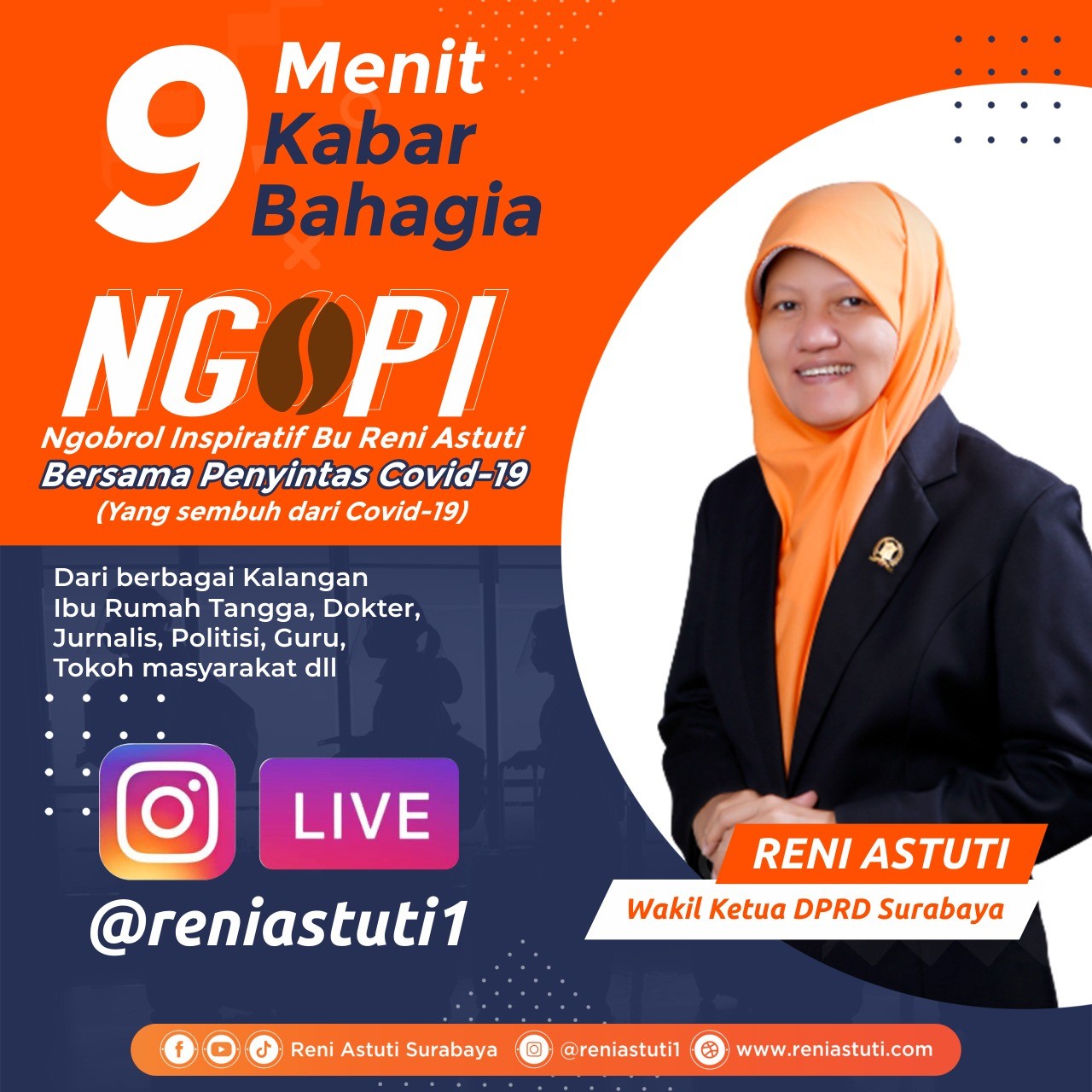 Wakil Ketua DPRD Surabaya, Reni Astuti gunakan Instagram untuk edukasi masalah Covid-19. (Foto: Tangkapan layar IG)