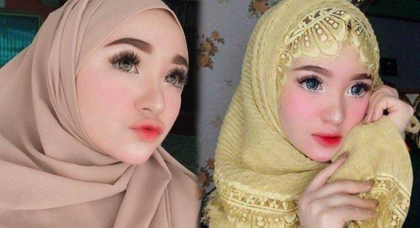 Selebgram Aceh mirip Barbie, Herlin Kenza dengan riasan make up tebal. (Foto: Instagram)