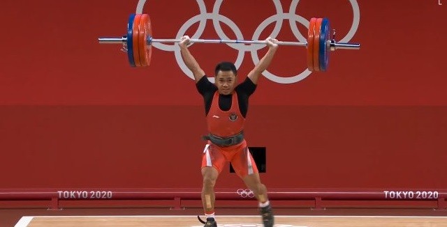 Eko Yuli Irawan saat beraksi di Olimpiade Tokyo 2020