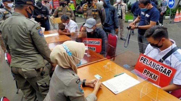 Pelanggara protokol kesehatan di Bekasi dikenakakan sanksi hukum (foto:istimewa)