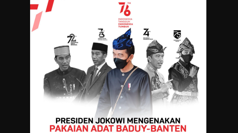 Presiden Joko Widodo (Jokowi) mengenakan baju adat suku Baduy di Sidang Tahunan MPR, Senin 16 Agustus 2021. (Foto: Twitter @KSPgoid)