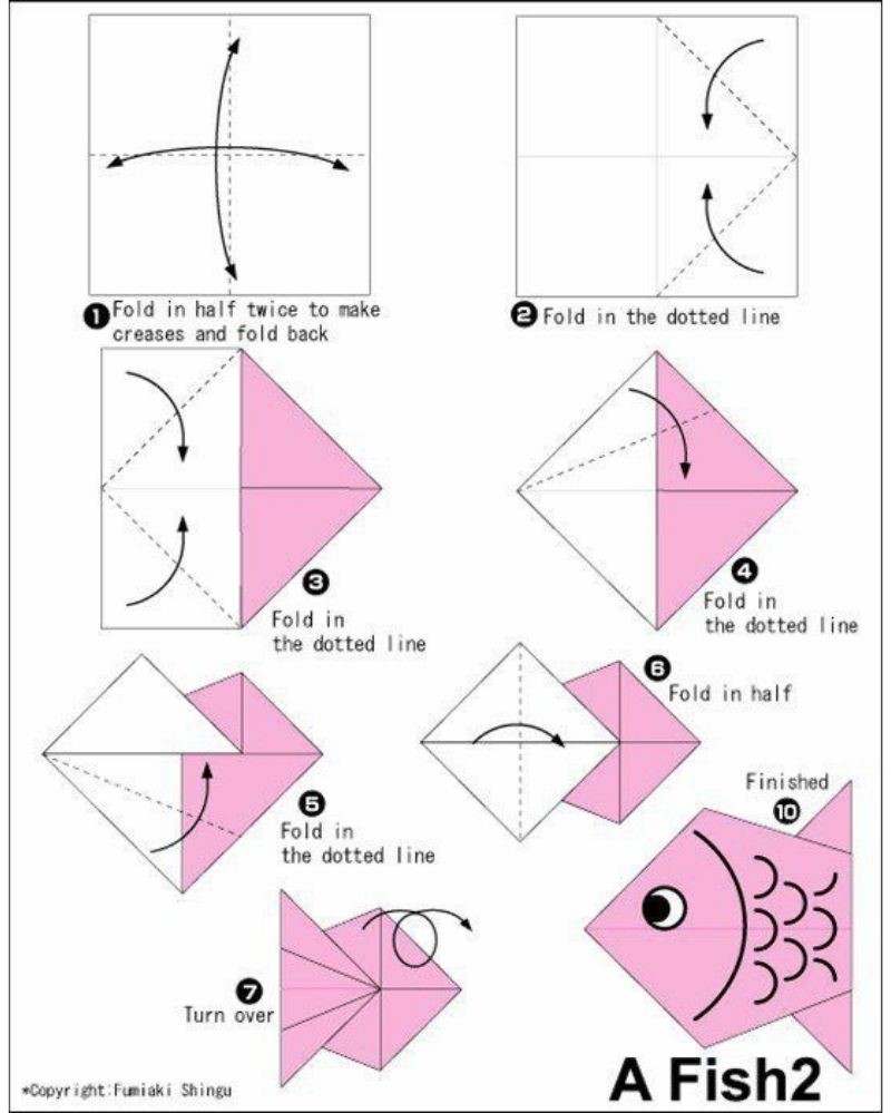 Ilustrasi origami ikan. (Foto: Istimewa)