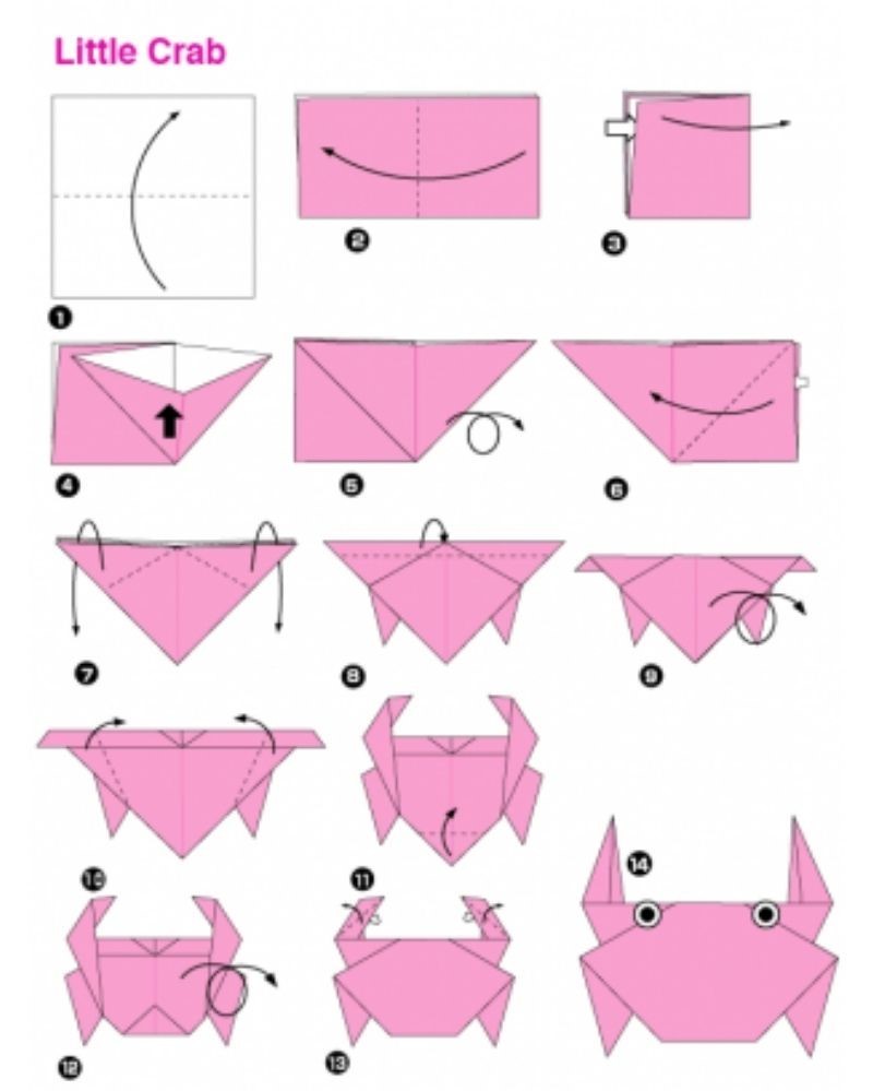 Ilustrasi origami kepiting. (Foto: Istimewa)