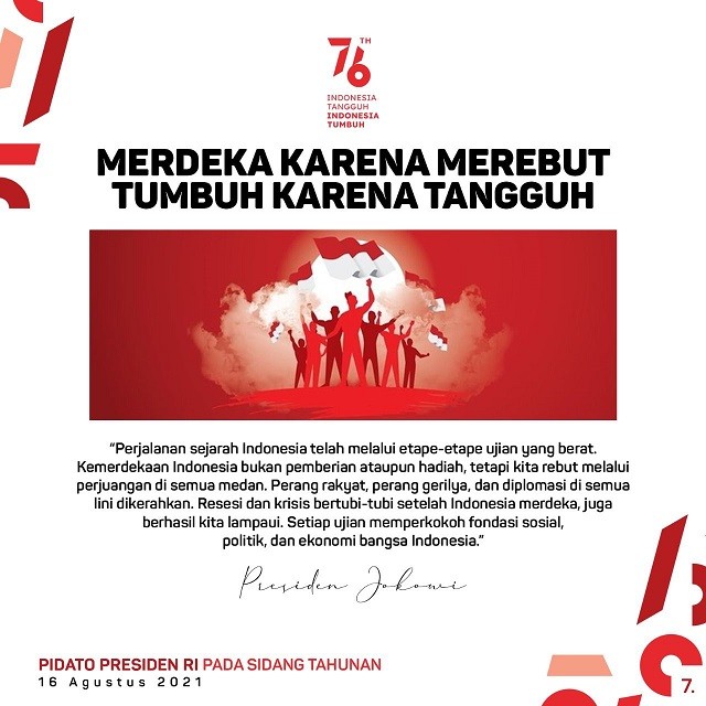 Pidato pertama Presiden Joko Widodo (Jokowi) di Sidang Tahunan MPR, Senin 16 Agustus 2021. (Foto: Tangkapan layar)