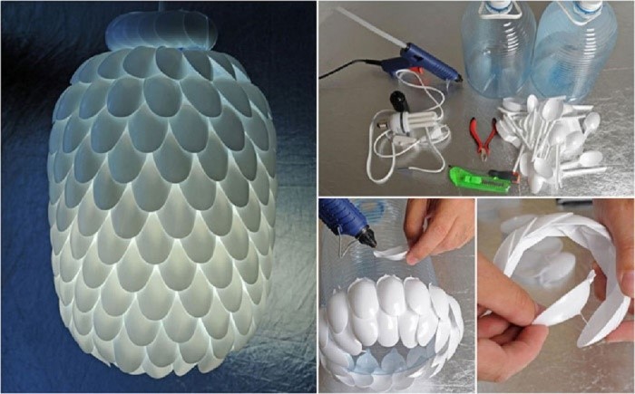 Ilustrasi kerajinan tangan lampu hias dari sendok plastik bekas. (Foto: Istimewa)