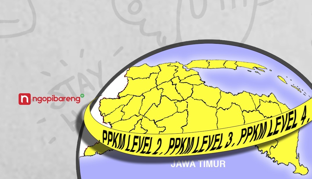 Ilustrasi daerah di Jatim yang terapkan PPKM level 4,3, dan 2. (Foto: Fa Vidhi/Ngopibareng.id)