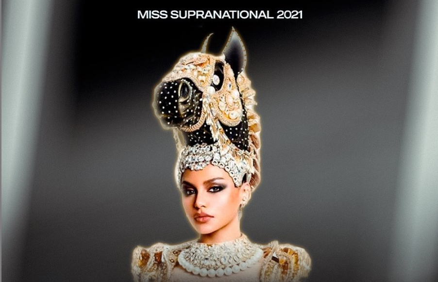 Jihane Almira ketika memenangkan kategori kostum terbaik di Miss Supranational 2021. (Foto: Instagram)