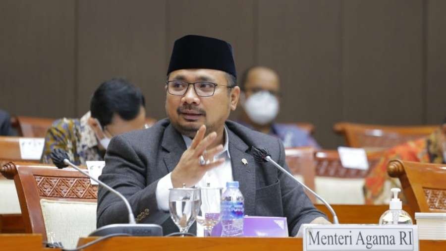 Menag Yaqut Cholil Qoumas saat Rapat Dengan Pendapat dengan Komisi VIII DPR RI Jakarta. (Foto: Kemenag)