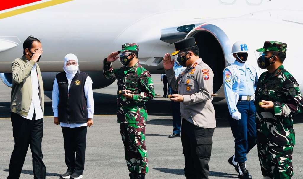 Presiden Joko Widodo tibaba Pangkalan TNI Iswahyudi Magetan( foto: Setpres)